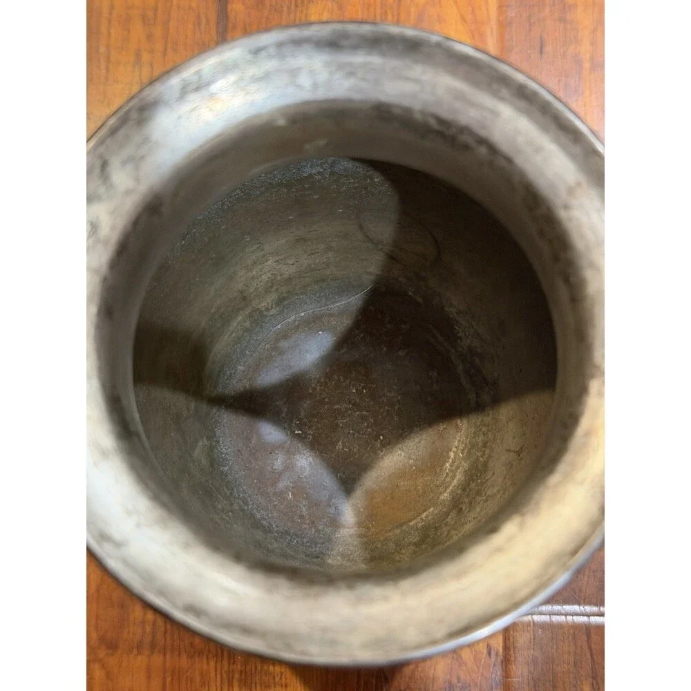 Set of (2) Restoration Hardware Silver Tone Patina Wear Metal 8.25” & 5.5” Vase